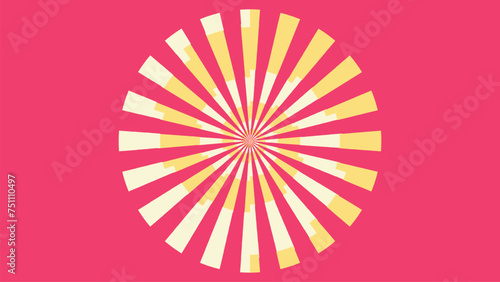 Abstract spiral dotted urgency vortex style creative line art yellow and white line wavy pink background.