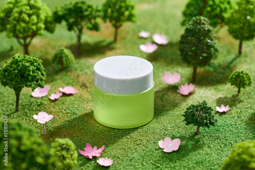 Recycled cosmetic packaging cream jar concept photo