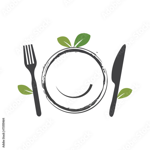 Dinner plate, knife and fork 