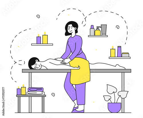 Man at massage vector simple