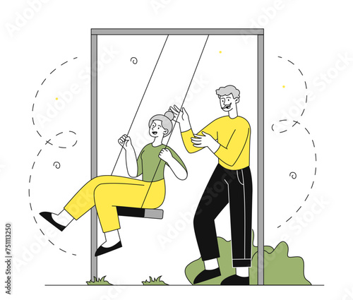 Old people carefree vector linear