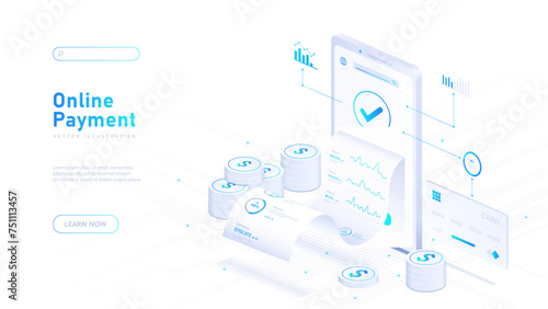 Online payment white poster vector