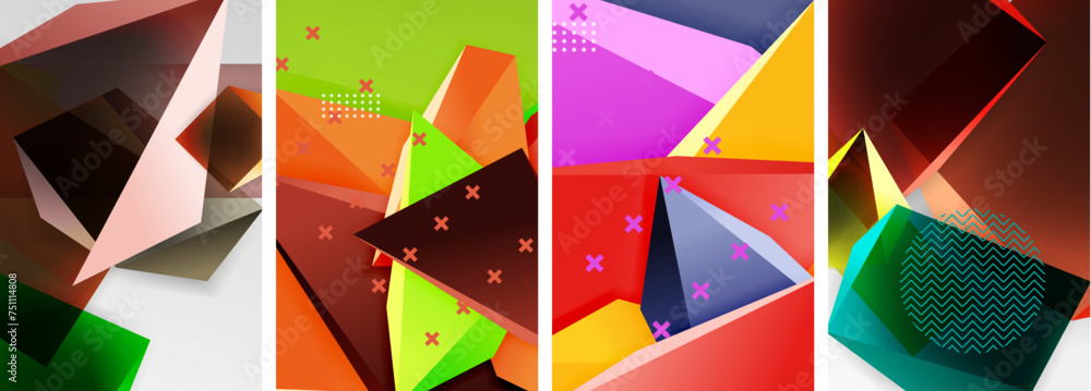 Trendy low poly 3d triangle shapes and other geometric elements background designs for wallpaper, business card, cover, poster, banner, brochure, header, website Trendy low poly 3d triangle shapes and other geometric elements background designs for wallpaper, business card, cover, poster, banner, brochure, header, website