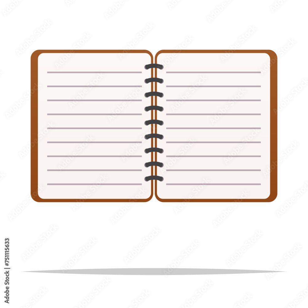 Opened notebook vector isolated illustration Opened notebook vector isolated illustration