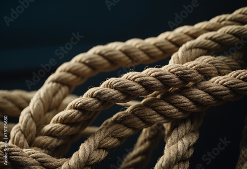 Detailed Hemp Rope Knots on Dark Background © liamalexcolman