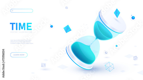 Time hourglass white poster vector