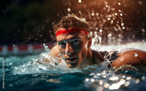 man swimmer swimming in the pool