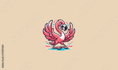 flamingo angry vector illustration mascot design