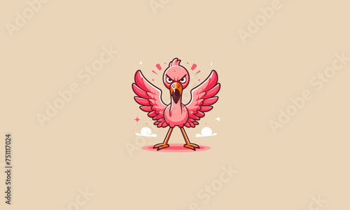 flamingo angry vector illustration mascot design