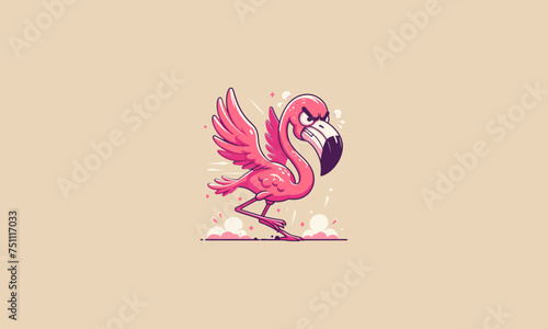 flamingo angry vector illustration mascot design
