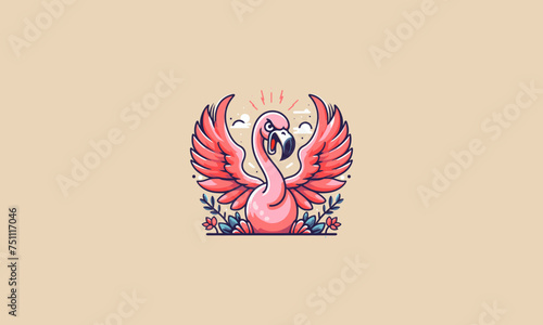 flamingo angry vector illustration mascot design