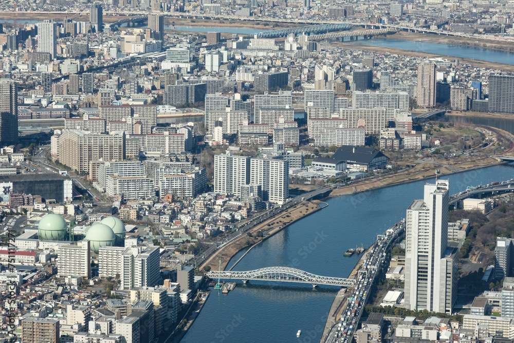 展望台から眺める隅田川