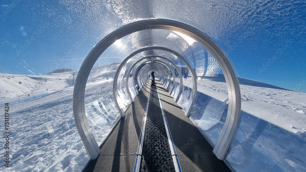 Fototapeta premium anilio ski center lift snow in metsovo perfecture greece