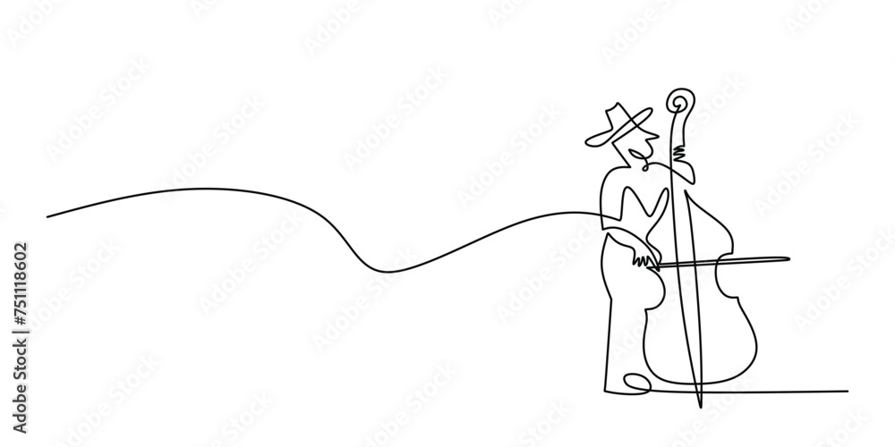 Violinist man playing violin. Continuous one line music drawing art Vector illustration. Violinist man playing violin. Continuous one line music drawing art Vector illustration.
