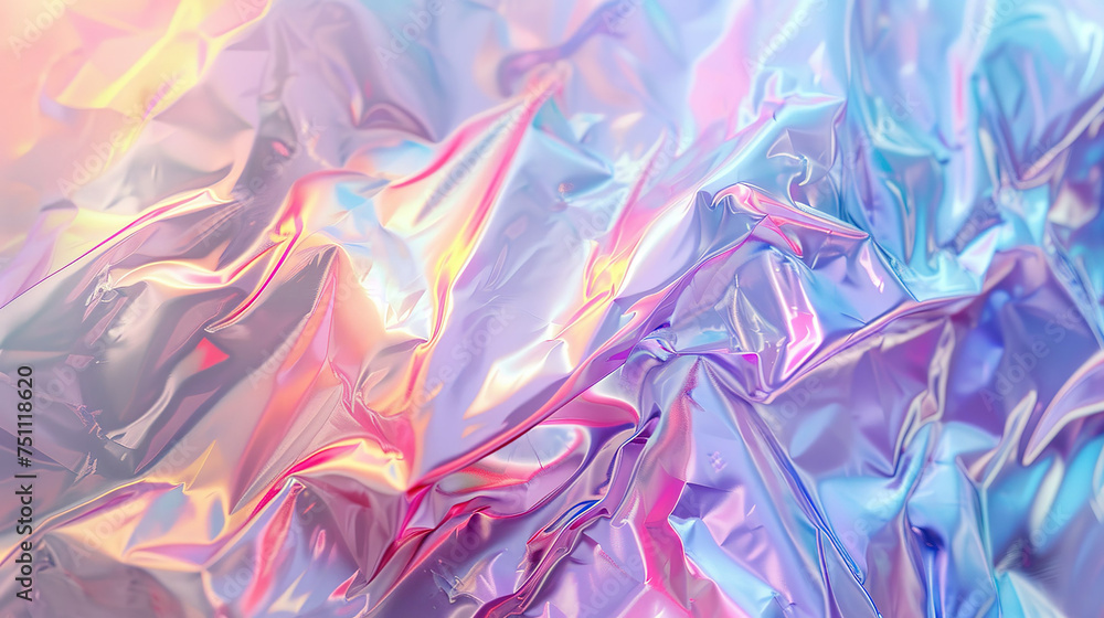 Fototapeta premium Holographic abstract rainbow seamless pattern. Vibrant background silk swirl style. Tie dye art gradient effect. Unicorn wallpaper. Fairy tale background.