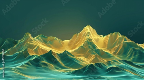 A glowing mountains with gold and jade Element. © B.Panudda
