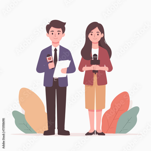 host couple flat design illustration