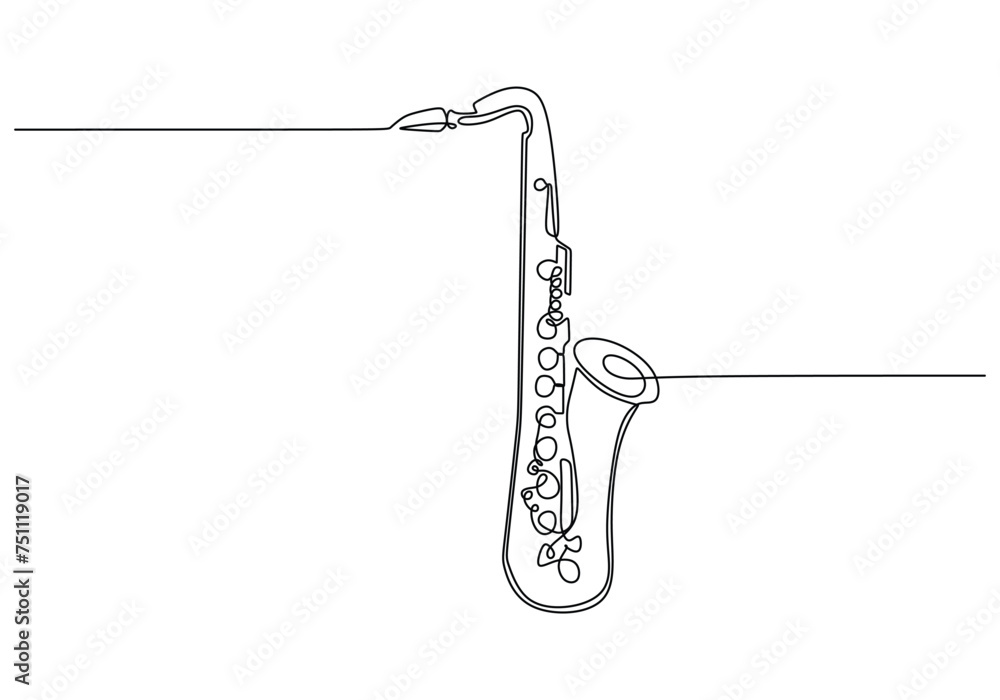 Saxophone one line drawing. Continuous hand drawn outline jazz classical music instrument. Blowing tools for player. Saxophone one line drawing. Continuous hand drawn outline jazz classical music instrument. Blowing tools for player.