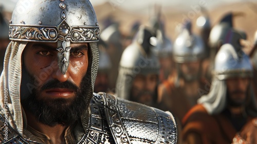 The leader of the Ghaznavid Ghulams is a wise and experienced warrior respected by all who serve under him. His silver helmet and chest plate mark his rank and status. photo