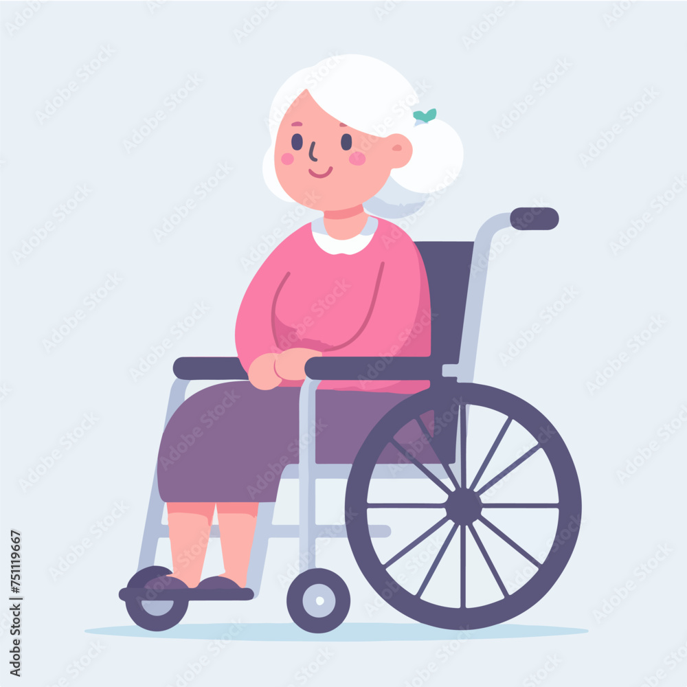 flat design illustration of grandma sitting in a wheelchair flat design illustration of grandma sitting in a wheelchair