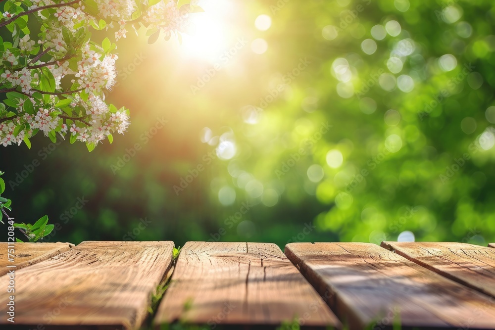 Spring or summer hardwood flooring background with Empty wooden table Spring or summer hardwood flooring background with Empty wooden table