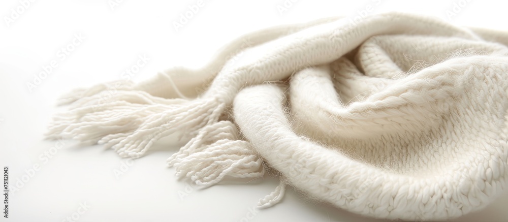 A white blanket is neatly laid out on top of a white table, creating a clean and minimalist aesthetic. The contrast between the two shades of white adds depth to the composition. A white blanket is neatly laid out on top of a white table, creating a clean and minimalist aesthetic. The contrast between the two shades of white adds depth to the composition.