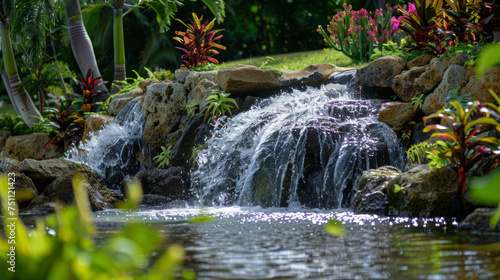 A bubbling waterfall with its soothing sound and refreshing mist reminding us of the healing power of nature.