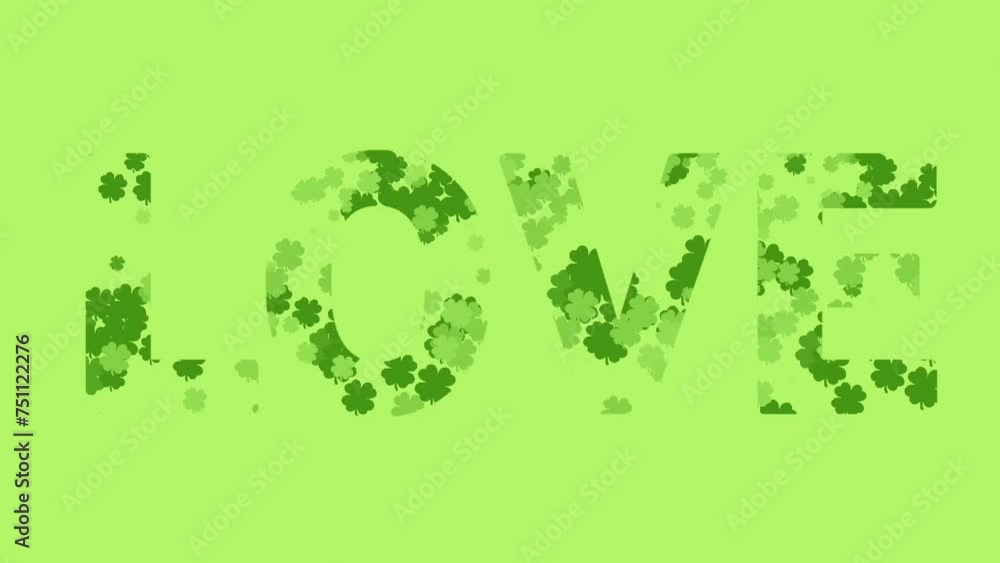 Falling shamrock animation include LOVE letters on green background. Concept of st. patrick's day celebration, also Irish symbol of luck, success and wealth. Falling shamrock animation include LOVE letters on green background. Concept of st. patrick's day celebration, also Irish symbol of luck, success and wealth.