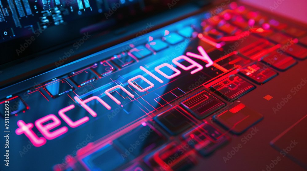 Futuristic computer keyboard and transparent pad with the text technology Futuristic computer keyboard and transparent pad with the text technology