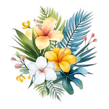 Elegant Watercolor Clipart of Tropical Leaves and Flowers