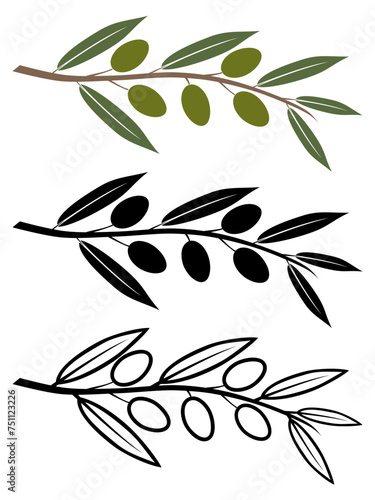 Olive Branch - Colors, Silhouette & Line Art