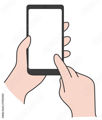 スマートフォンを操作するシンプルな手のイラスト