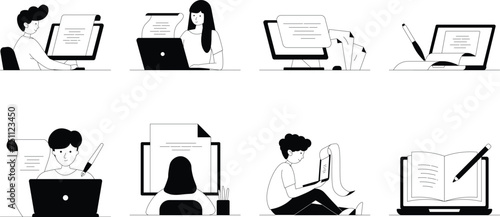 Freelance Writing Monoline Illustration