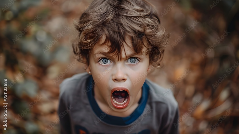 screaming Toddler in Autumn Woods, mental health in children screaming Toddler in Autumn Woods, mental health in children