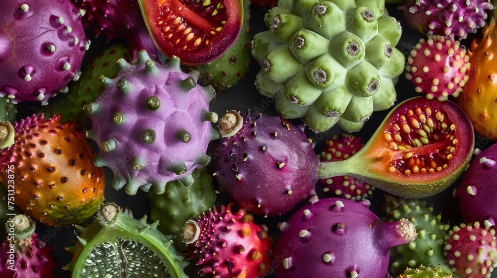 From crunchy cucamelons and hairy kiwano to by cactus pears and bright purple okra these unusual fruits and vegetables are a feast for the eyes and taste buds.