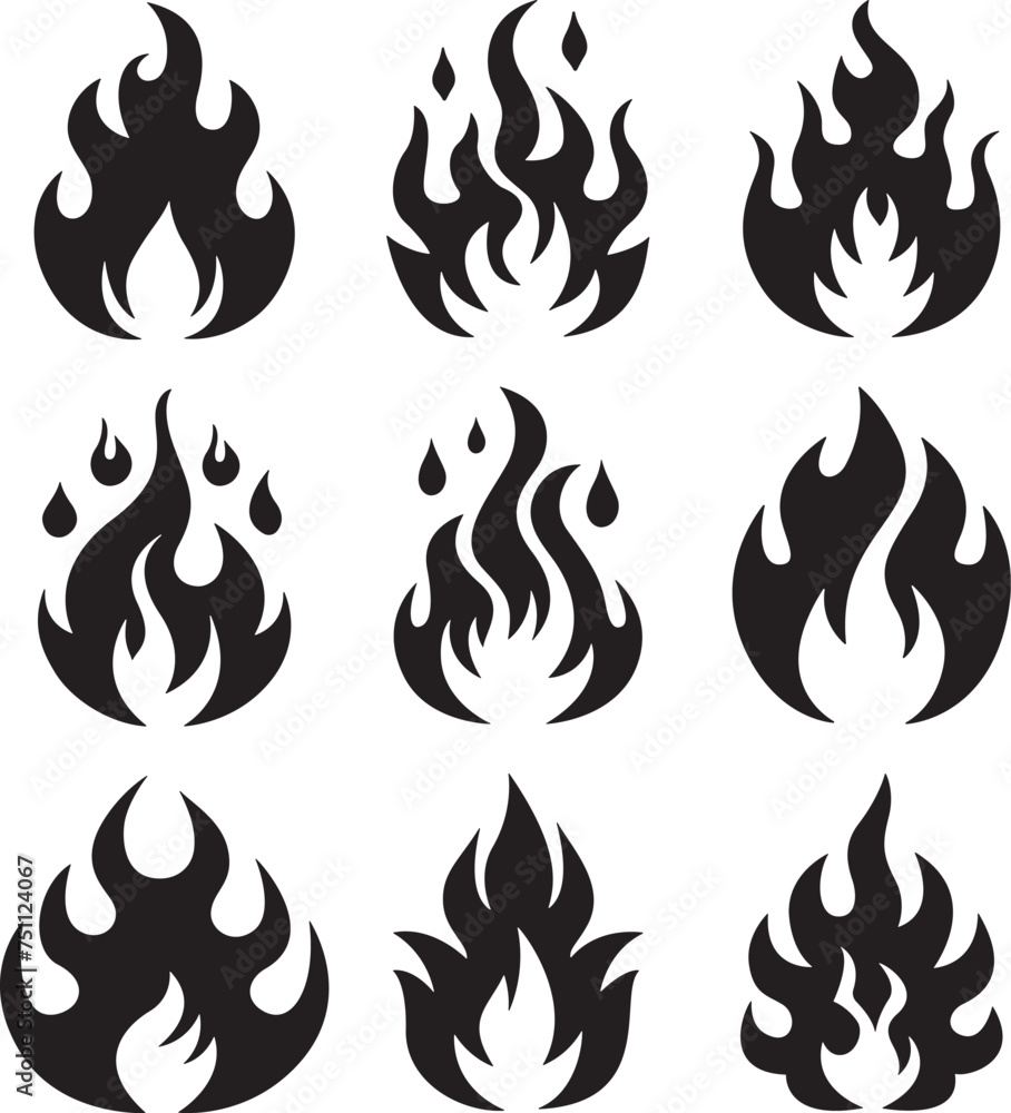 Fire flames silhouette isolated on a white background. Fire flames silhouette isolated on a white background.