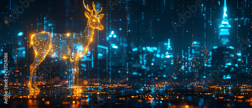 Futuristic Digital Deer in a Cybernetic World