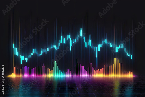 Rhythm of Success .A Futuristic Illustration of Stock Market Performance. Colorful Infographic Displaying Financial Trends