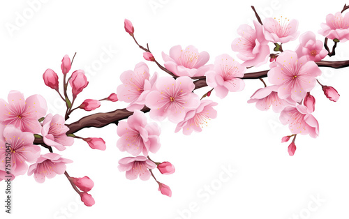 Sakura branches on white background created with Generative AI tecnology.