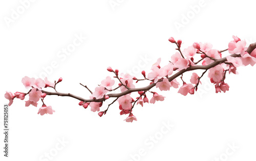 Sakura branches on white background,created with Generative AI tecnology.