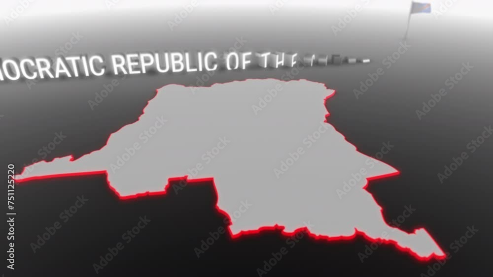 3d animated map of Democratic Republic of the Congo gets hit and fractured by the text “Crisis” 3d animated map of Democratic Republic of the Congo gets hit and fractured by the text “Crisis”