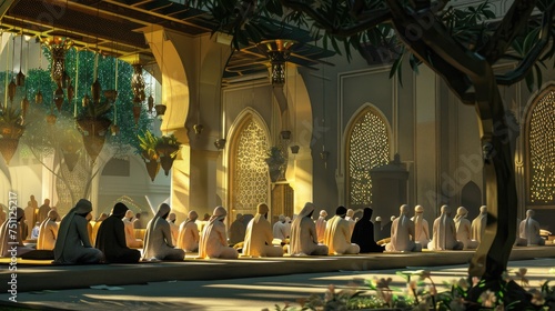 Peaceful Tarawih Prayer Illustration photo