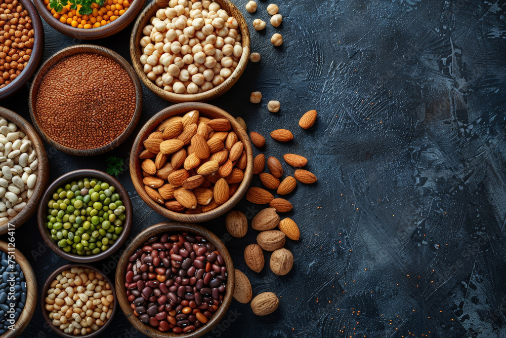A variety of healthy snack options, like nuts, seeds, and dried fruits. ai generative A variety of healthy snack options, like nuts, seeds, and dried fruits. ai generative
