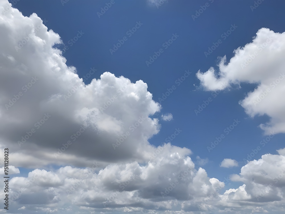 Fototapeta premium Sky filled with fluffy white clouds on a bright summer day