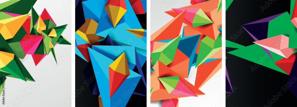 Triangle abstract concepts poster set with geometric minimal designs Triangle abstract concepts poster set with geometric minimal designs