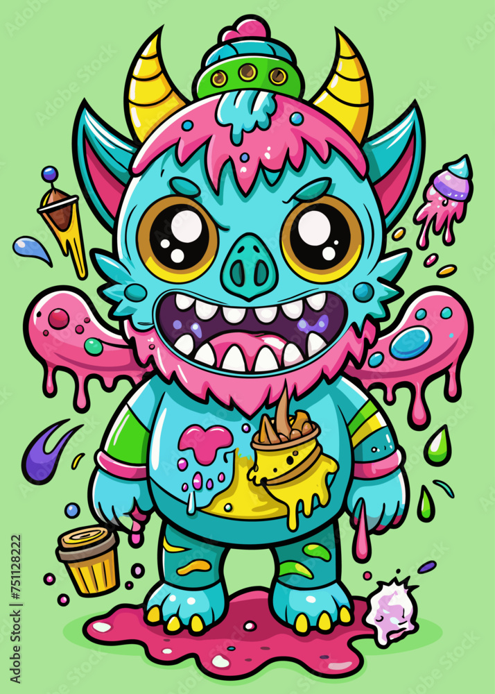 Mini Sweet Monsters Coloring Page Style Graffiti (3)