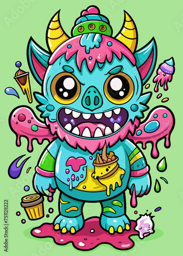 Mini Sweet Monsters Coloring Page Style Graffiti (3)