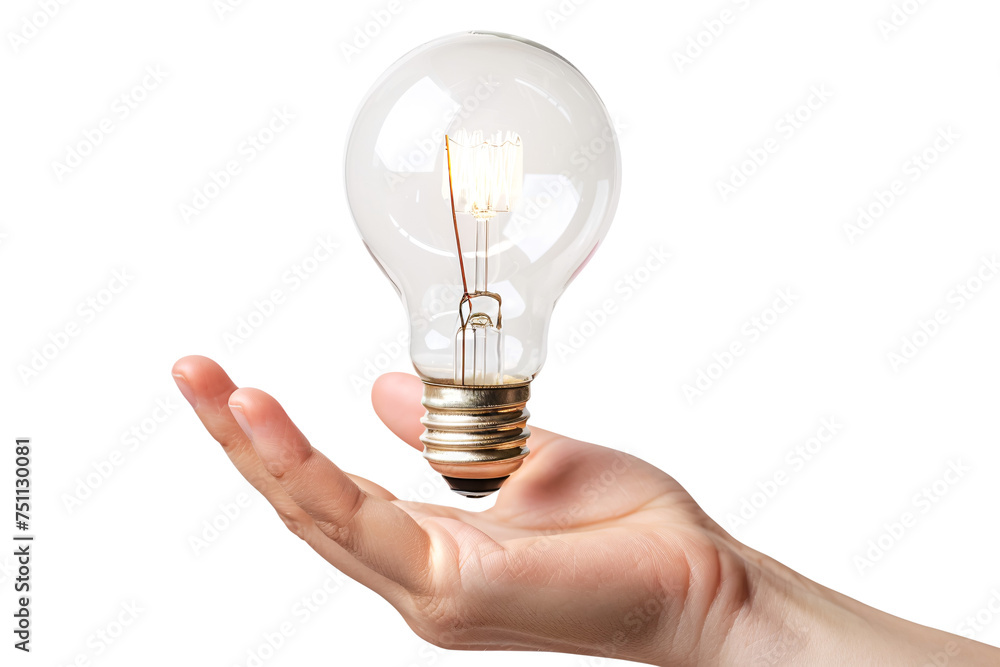 Light bulb in hand, Hand with lightbulb isolated on background Light bulb in hand, Hand with lightbulb isolated on background