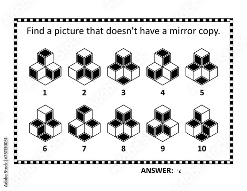 Abstract brain game, or visual puzzle. Answer included.
