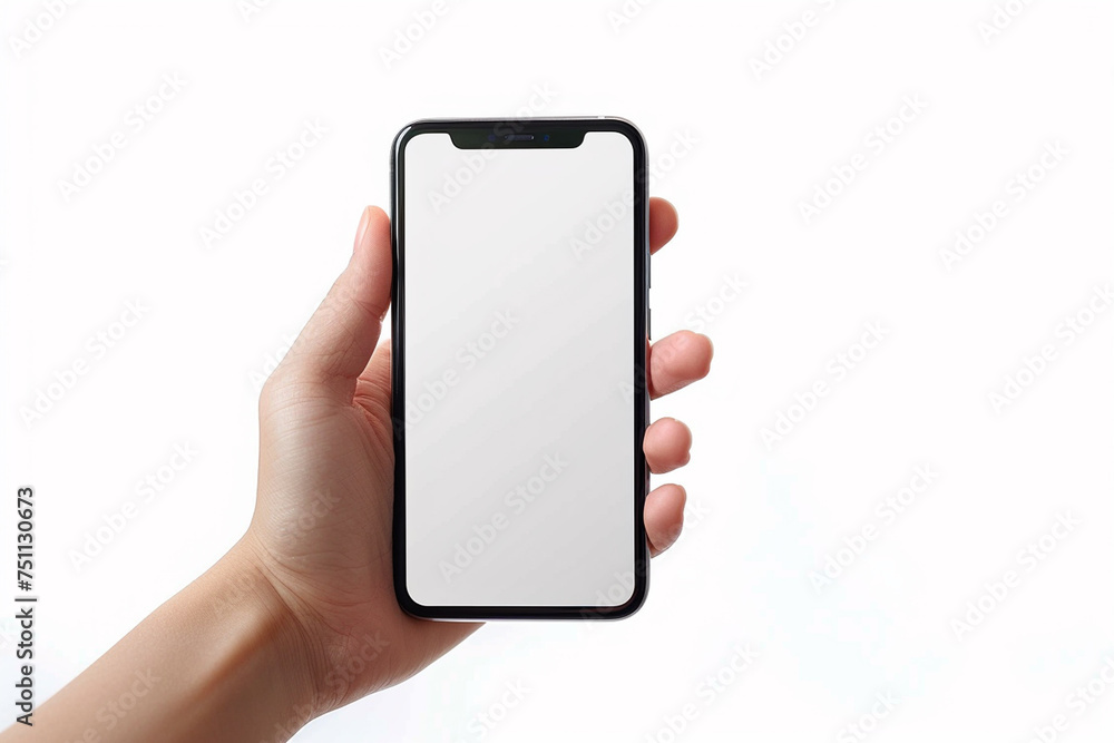 Smartphone Mockup on Hand created with Generative AI Smartphone Mockup on Hand created with Generative AI